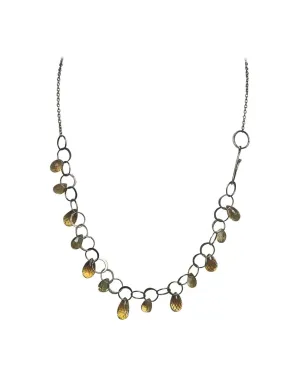 Melissa Joy Manning 14K Gold Chainlink Choker Necklace w/ Citrine Briolette