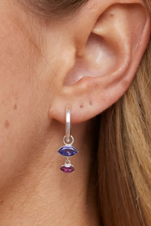 Mila Iolite and Rhodolite Silver Charm