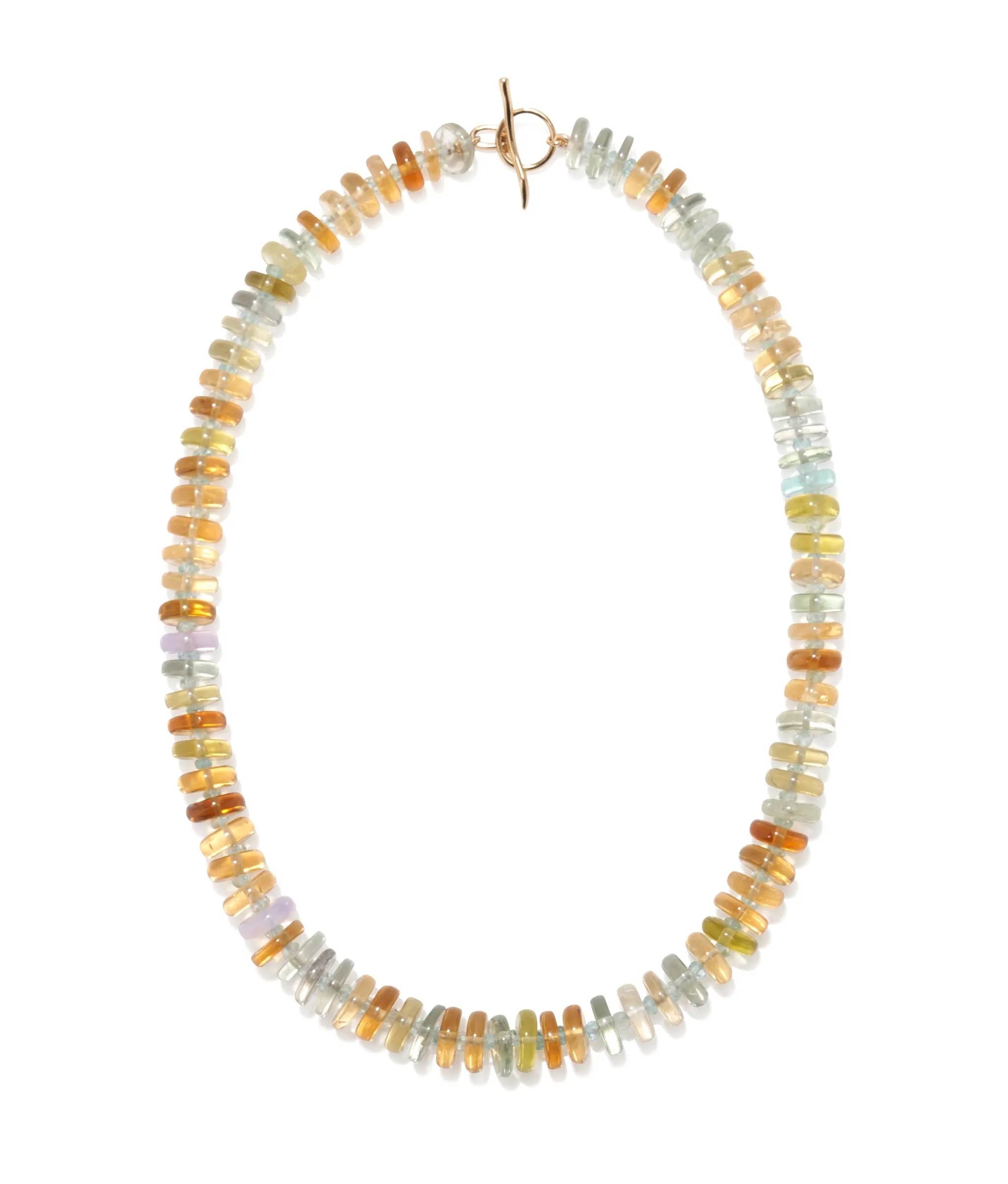 Mixed Semiprecious Stone, Aquamarine & 14k Gold Necklace