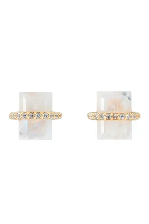 Montreal Cushion And Pave Earrings | Moonstone
