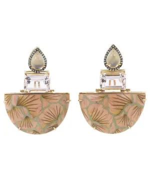 Morganite Pink Marquetry Earrings