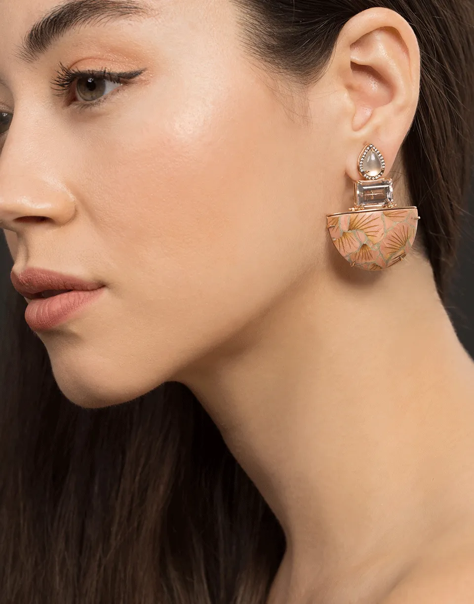 Morganite Pink Marquetry Earrings