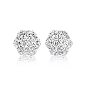 Multi-Diamond Hexagonal Earrings