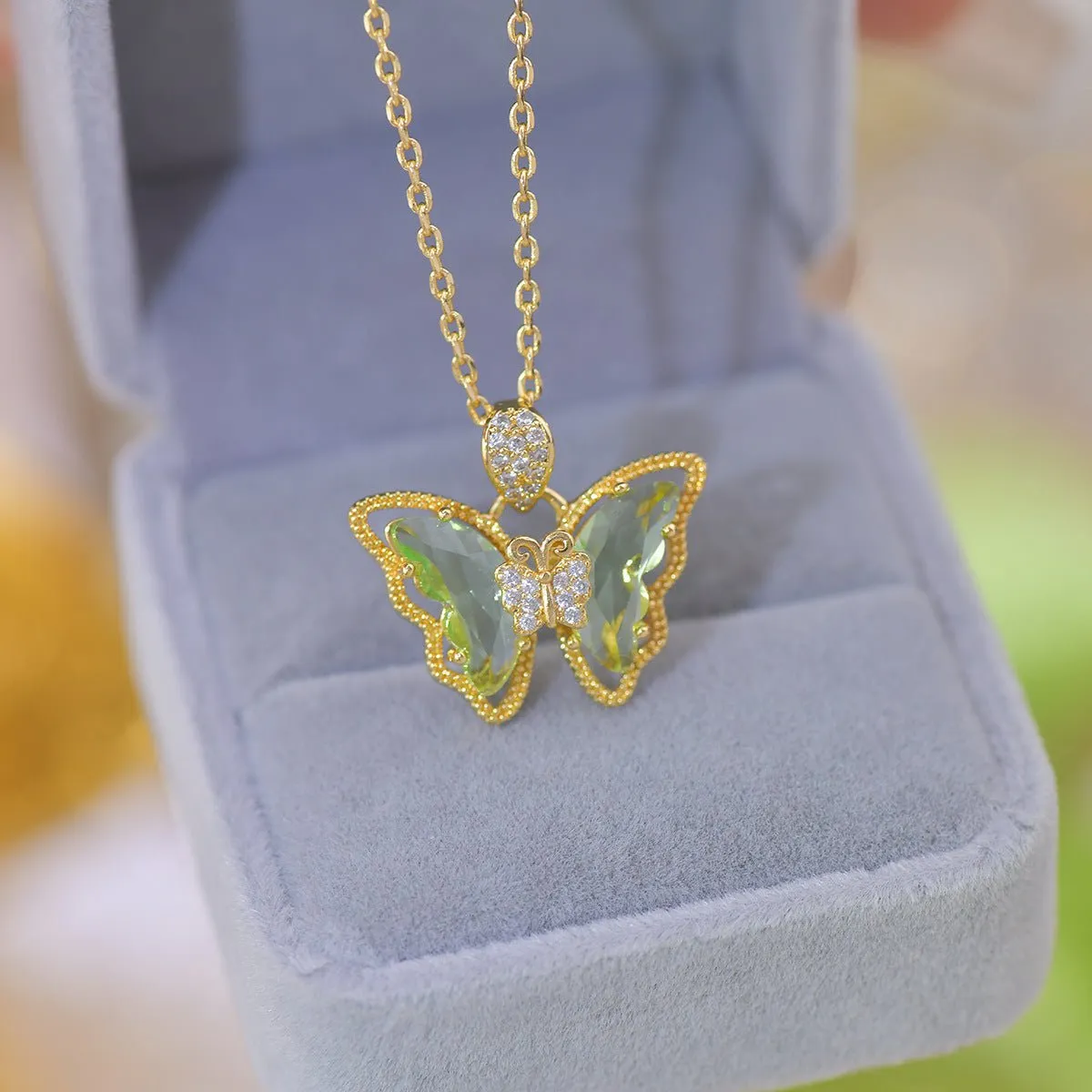 Peridot Butterfly Necklace