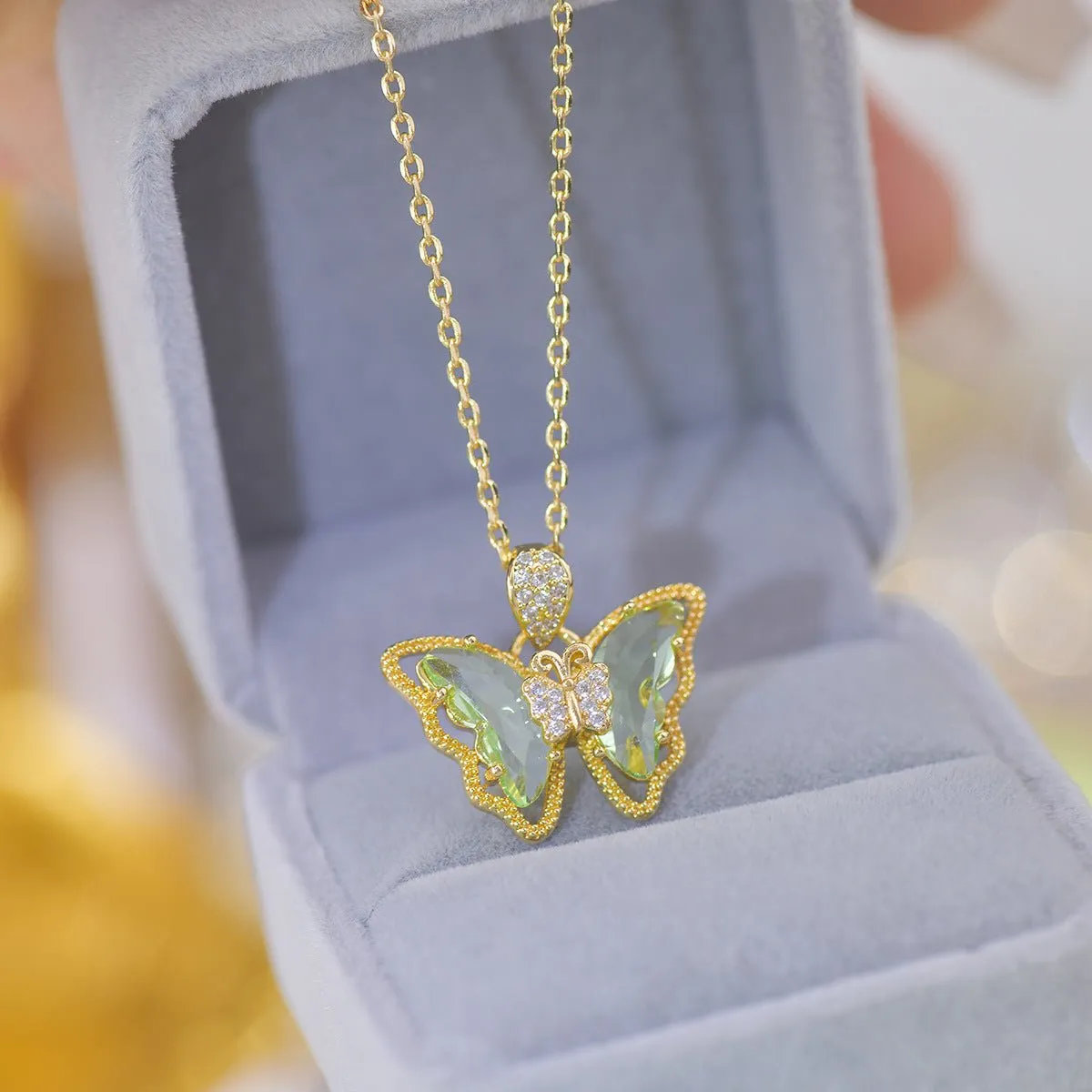 Peridot Butterfly Necklace