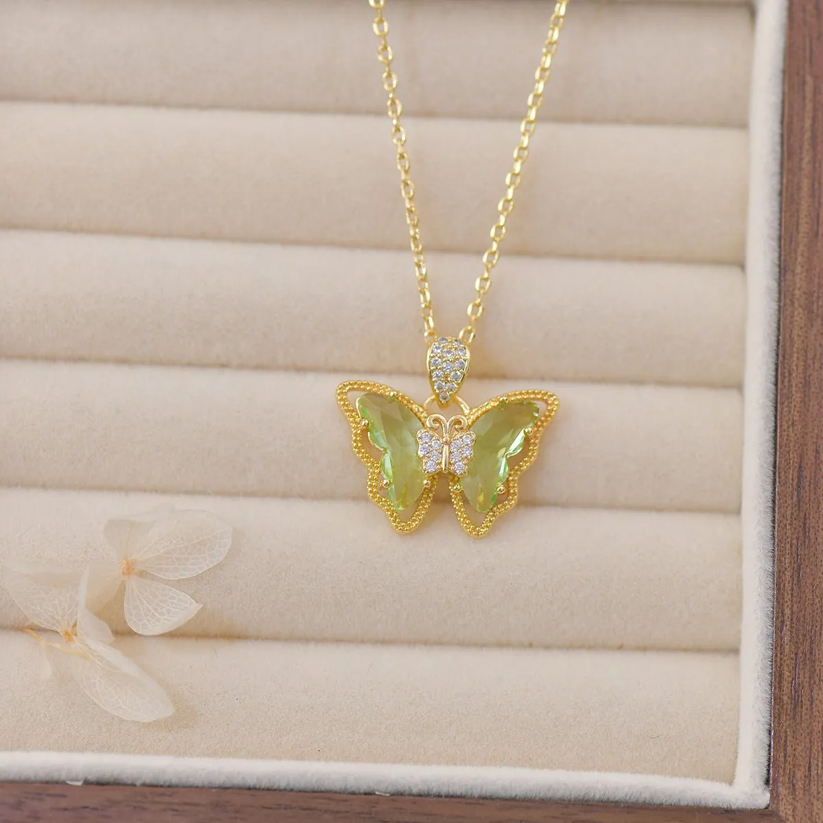Peridot Butterfly Necklace