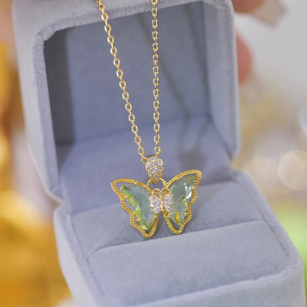 Peridot Butterfly Necklace