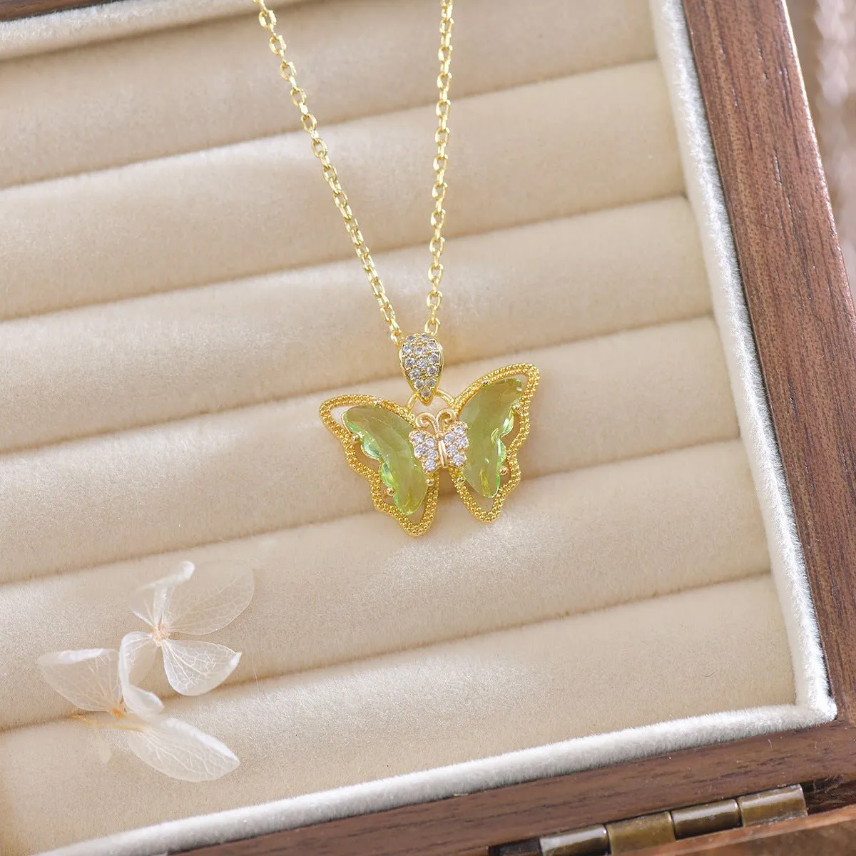 Peridot Butterfly Necklace