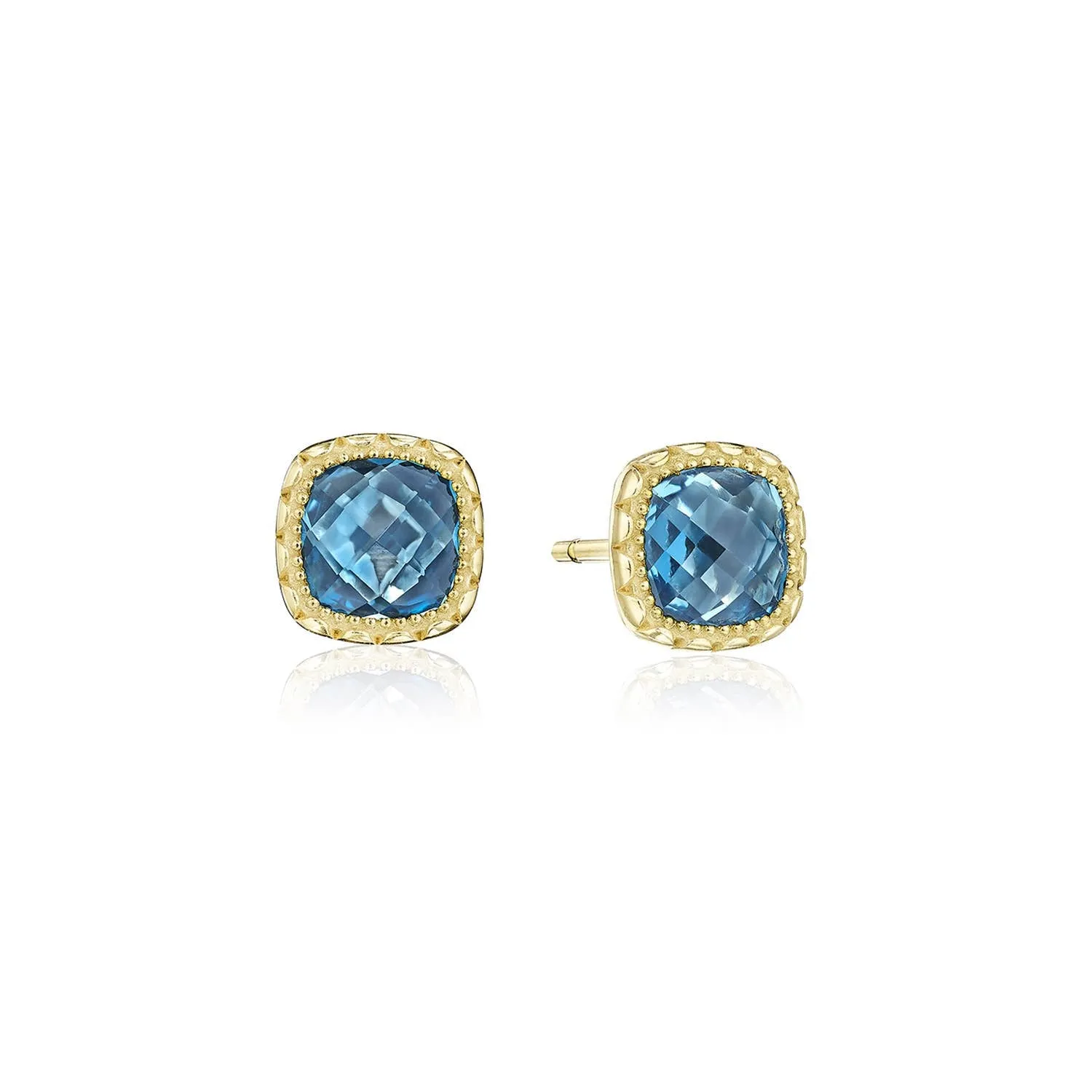 Petite Cushion Bloom Earrings with Sky Blue Topaz