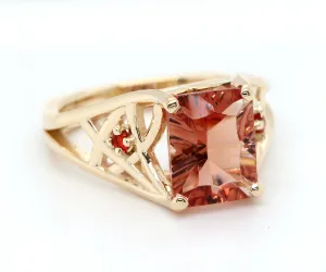Radiant Sunstone Fire Opal Gold Ring