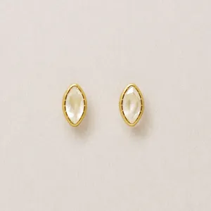 [Second Earrings] 18K Moonstone Marquise Cut Earrings (Yellow Gold)