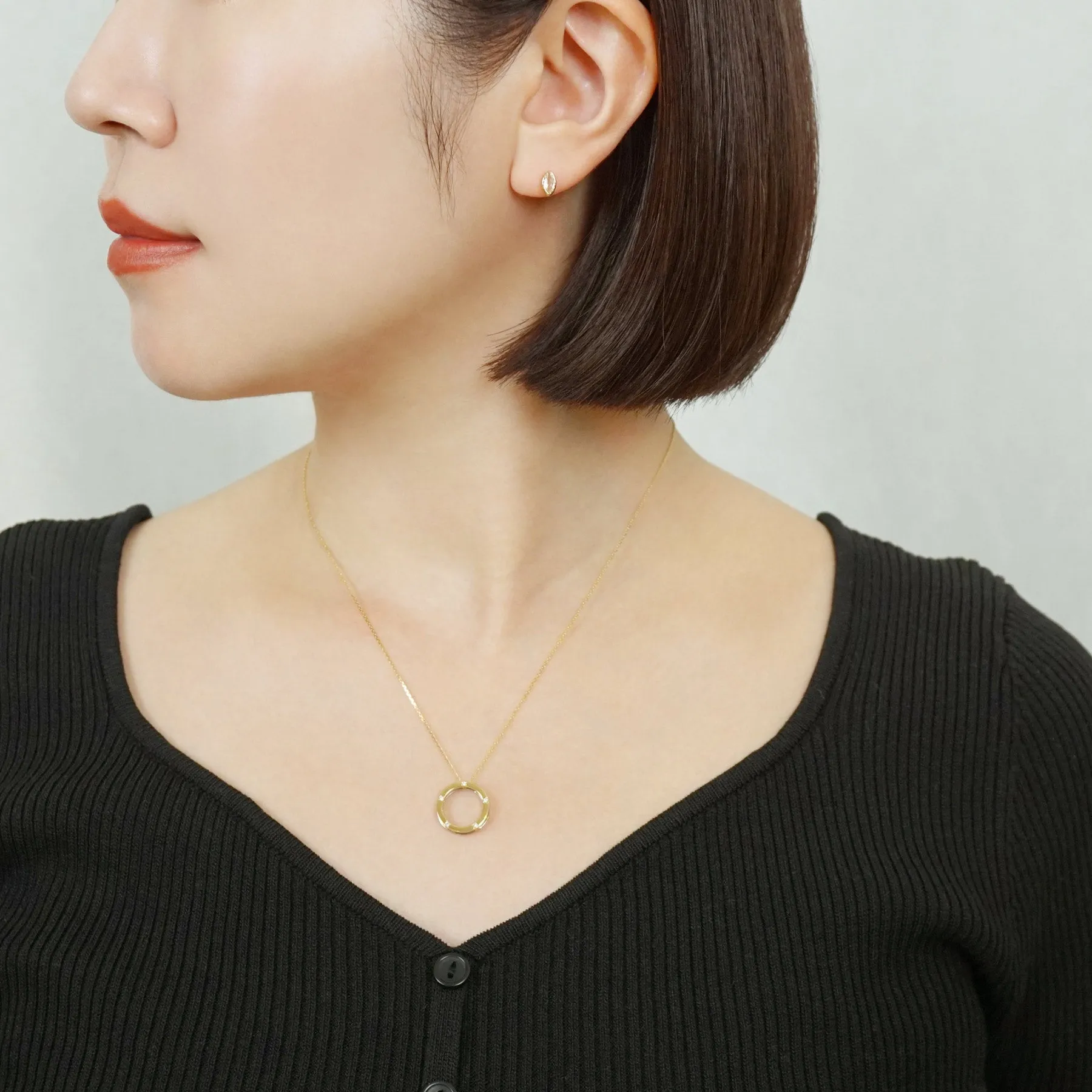 [Second Earrings] 18K Moonstone Marquise Cut Earrings (Yellow Gold)