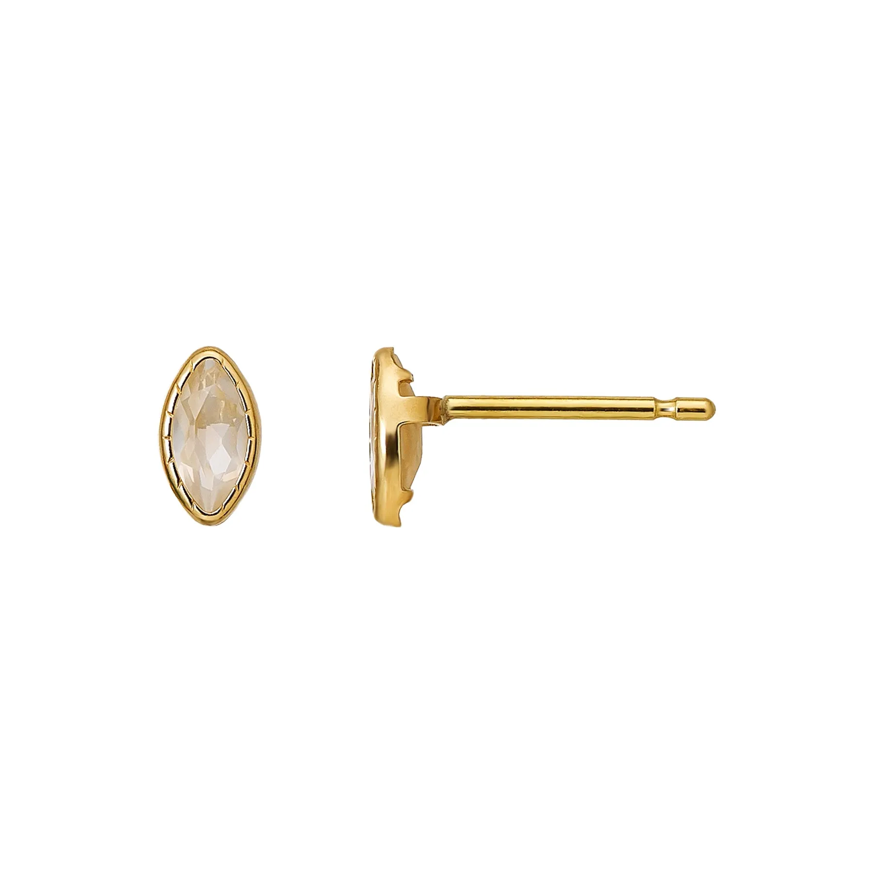 [Second Earrings] 18K Moonstone Marquise Cut Earrings (Yellow Gold)