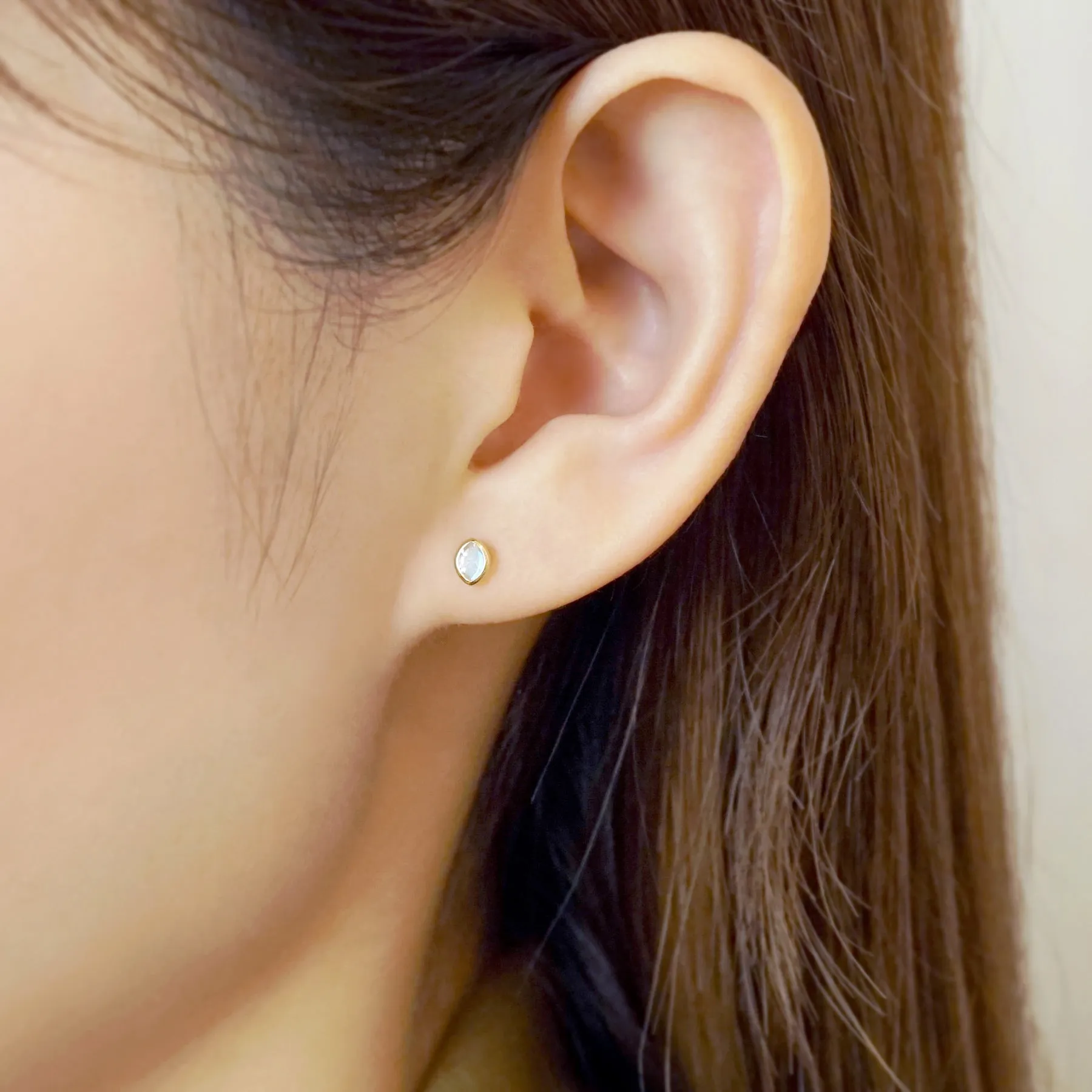 [Second Earrings] 18K Yellow Gold Blue Moonstone Earrings