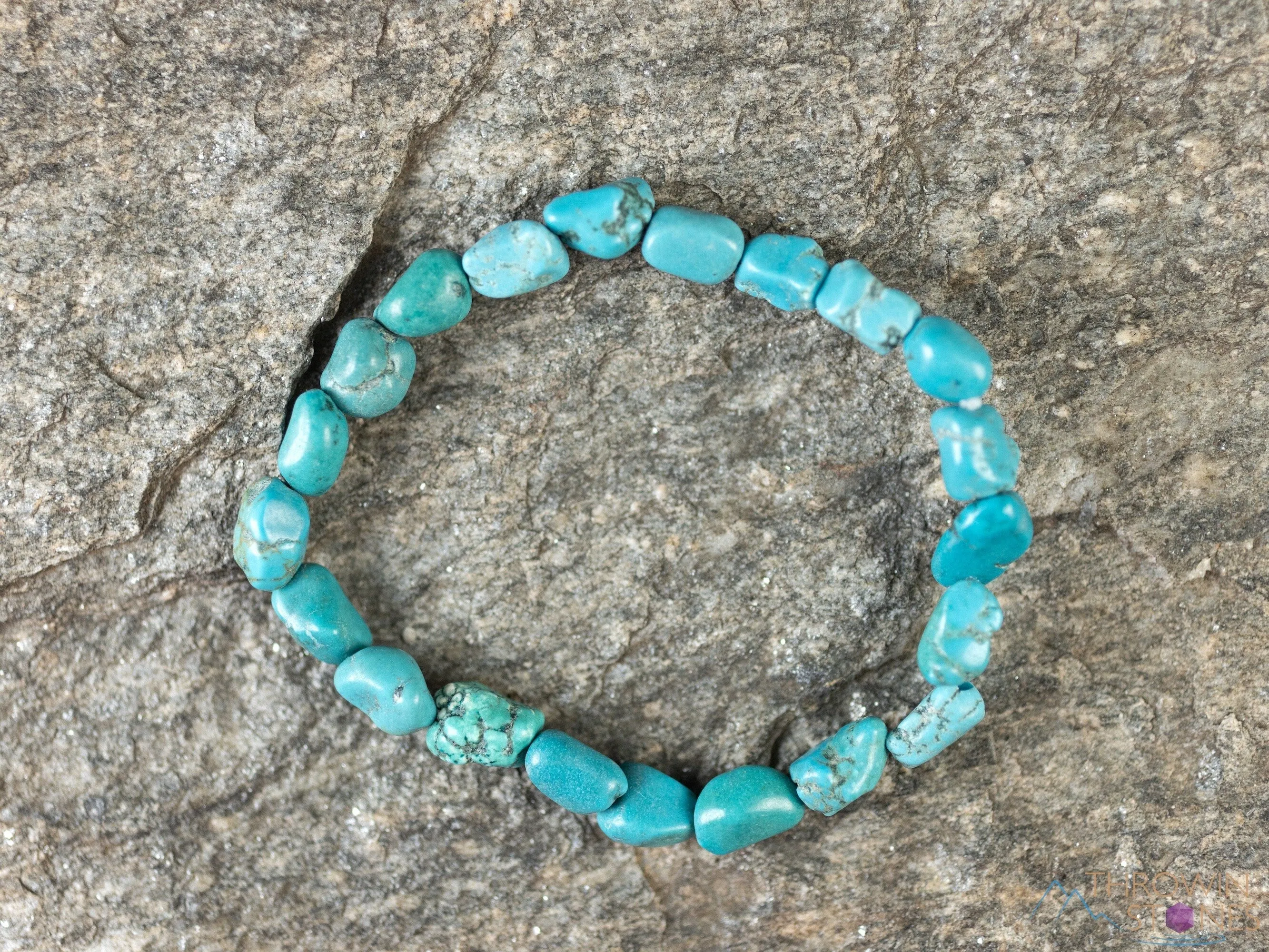 TURQUOISE Crystal Bracelet - Nugget Chip Beads - Beaded Bracelet, Handmade Jewelry, Healing Crystal Bracelet, E2185