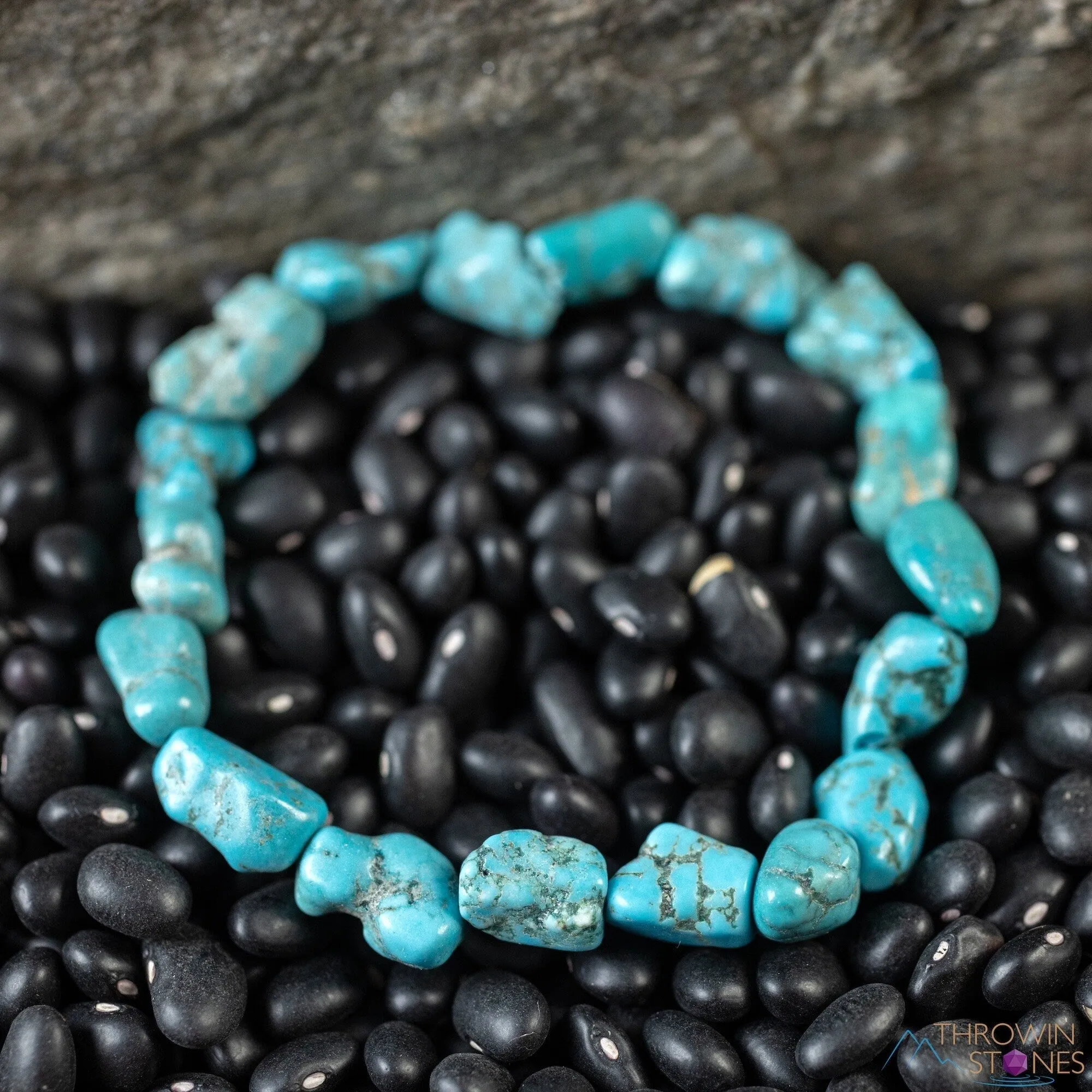 TURQUOISE Crystal Bracelet - Nugget Chip Beads - Beaded Bracelet, Handmade Jewelry, Healing Crystal Bracelet, E2185