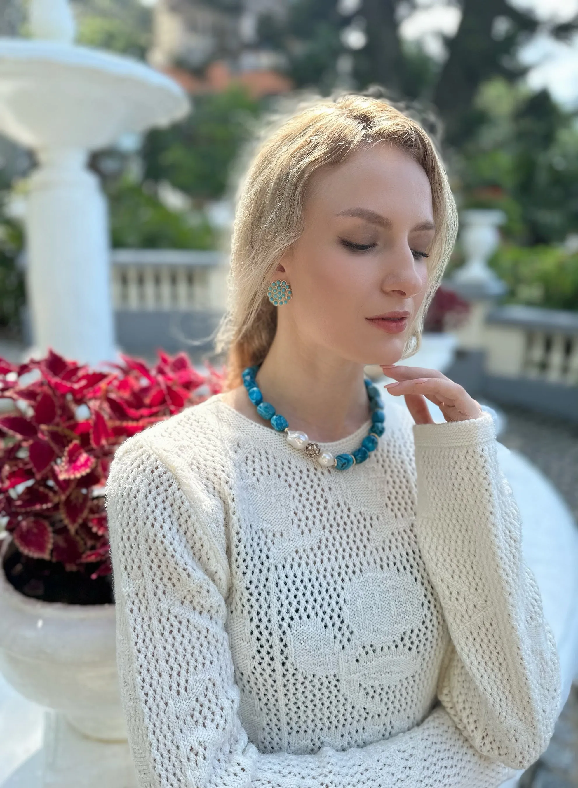 Turquoise Statement Earrings KE007