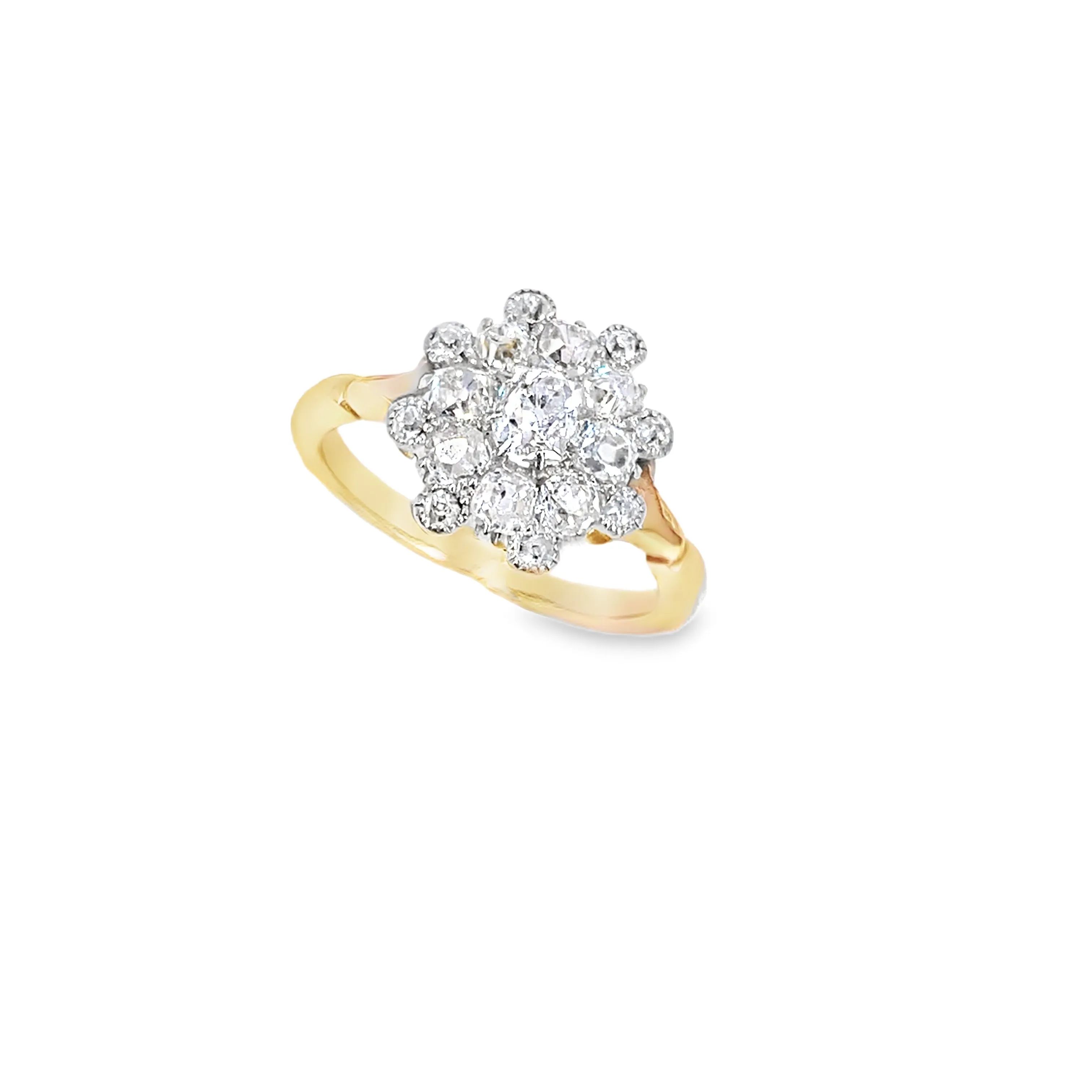 Women’s 18ct Yellow Gold Antique Diamond Cluster Ring - 1.00ct